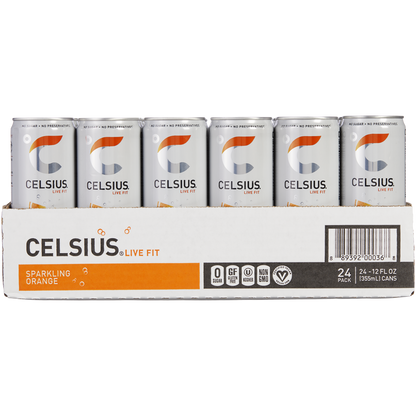 미국직구 CELSIUS Energy Drink, Sparkling Orange, 12 fl oz, 24 ct