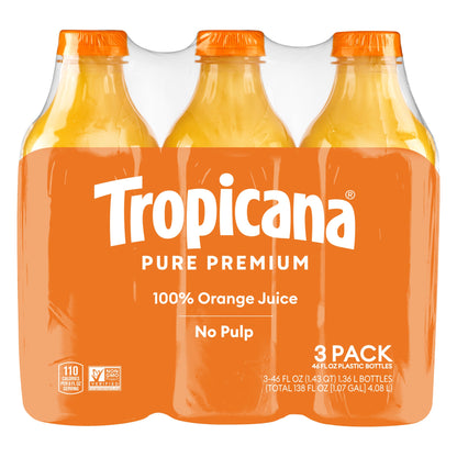 미국직구 Tropicana Pure Premium 100% Orange Juice, No Pulp, 46 fl oz, 3 ct