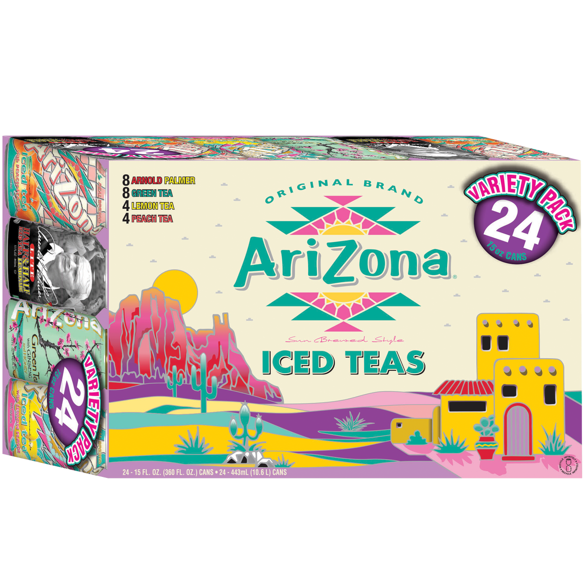 미국직구 AriZona Iced Tea, Variety Pack, 15 fl oz, 24 ct
