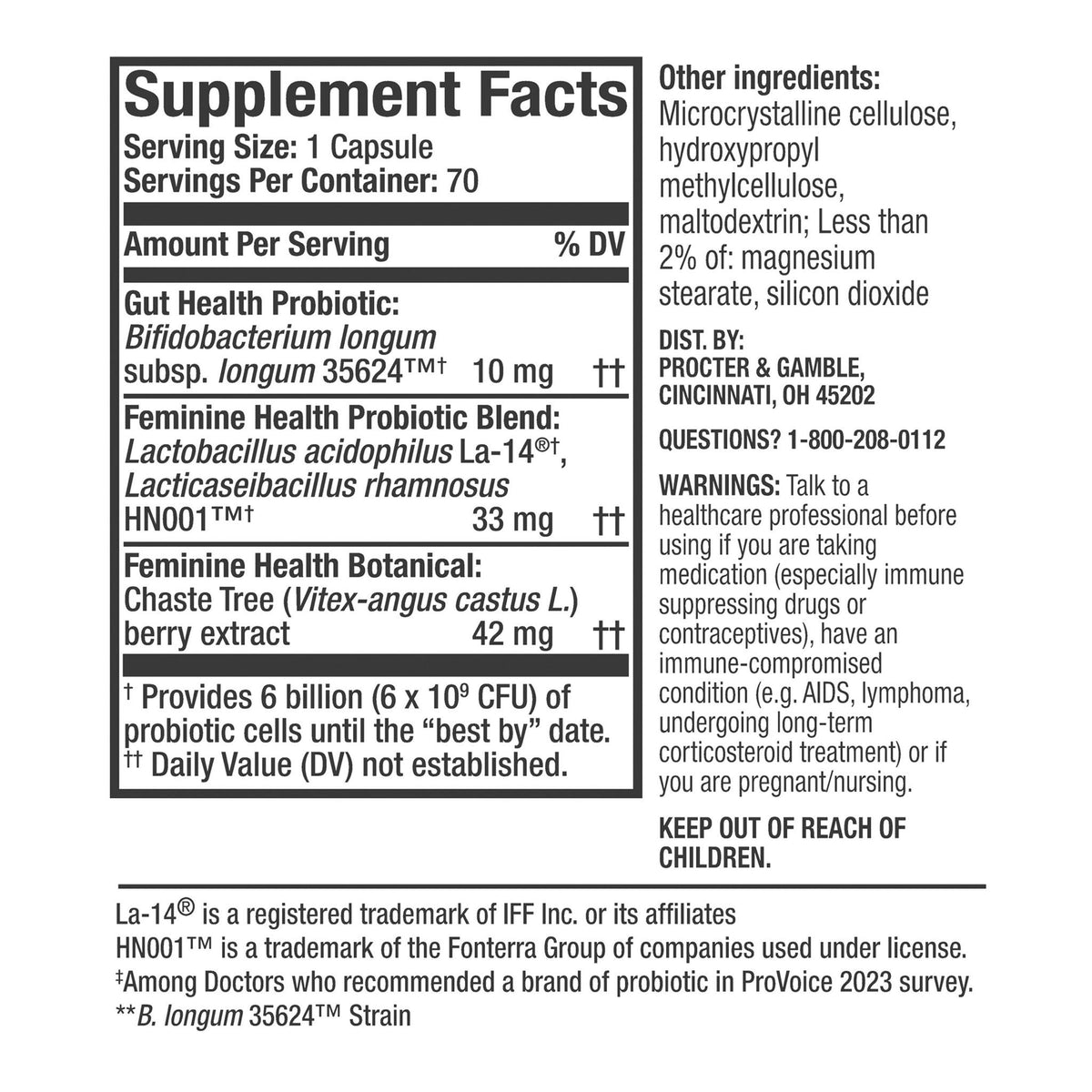 미국직구 얼라인 유산균 align Women's Dual Action Probiotic Supplement, 70 Capsules