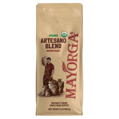 미국직구 Mayorga Coffee Organic Artesano Blend Whole Bean Coffee, Medium Roast, 2 lbs