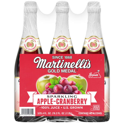 미국직구 Martinelli's Sparkling Apple Cranberry Juice, 25.4 fl oz, 3 ct