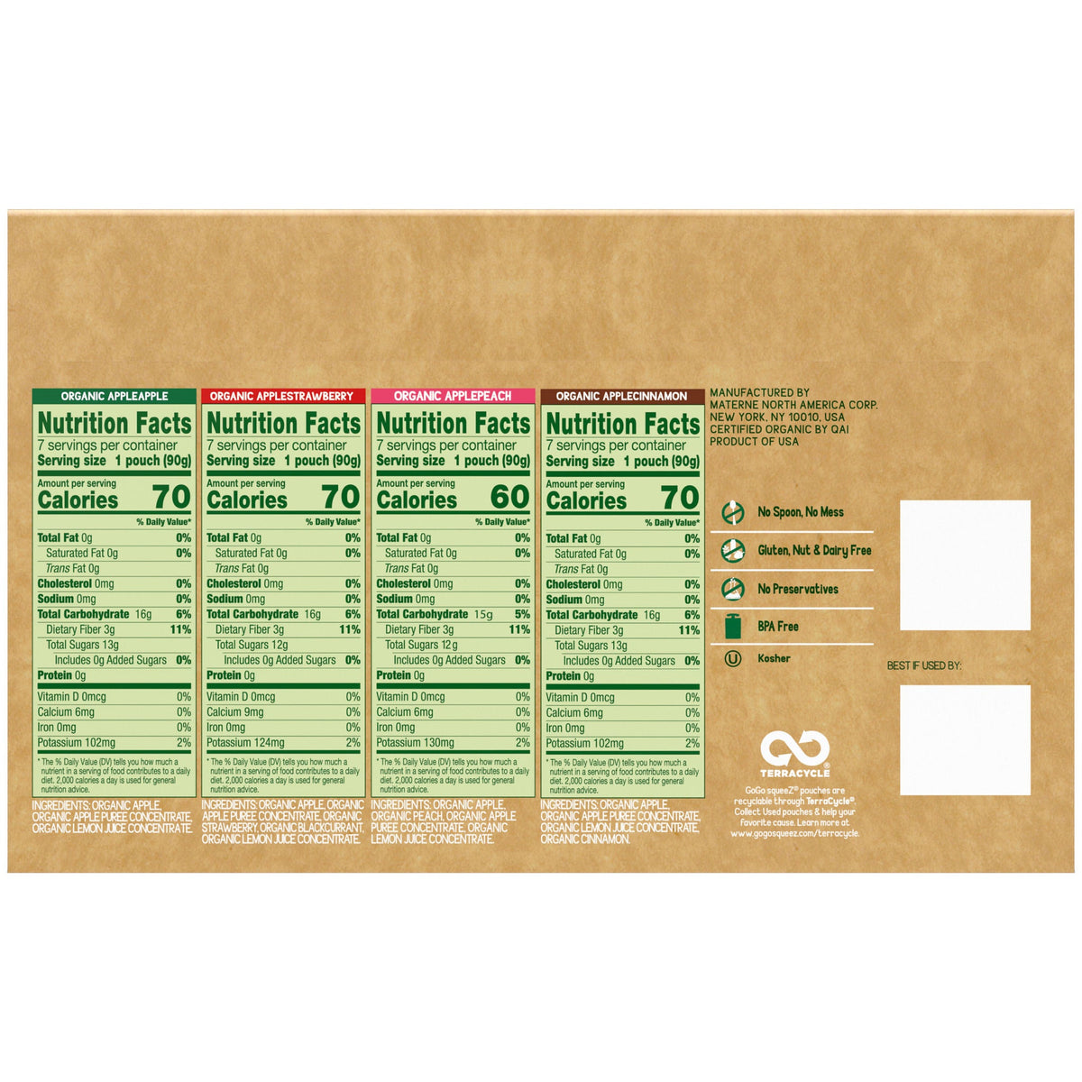 미국직구 GoGo SqueeZ Organic Fruit On The Go, Variety Pack, 3.2 oz, 28 ct