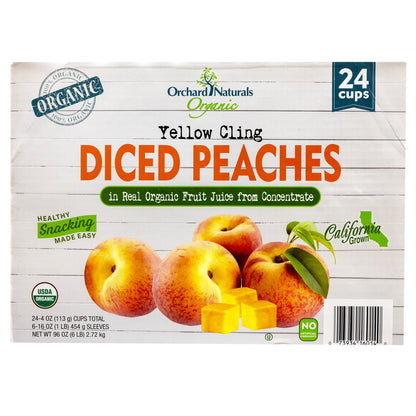 미국직구 Orchard Naturals Organic Diced Peaches, Yellow Cling, 4 oz, 24 ct