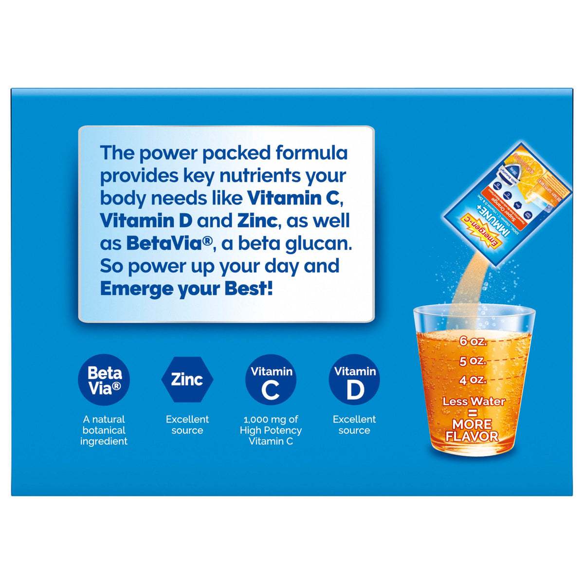 미국직구 이머전씨 비타민C Emergen-C Immune+ 1000 mg Vitamin C + Vitamin D & Zinc, 90 Packets