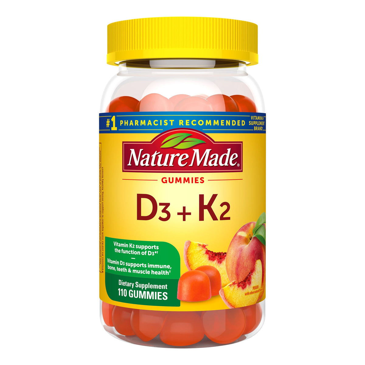 미국직구 네이처메이드 영양제 Nature Made D3 + K2 Gummies, 110 Gummies