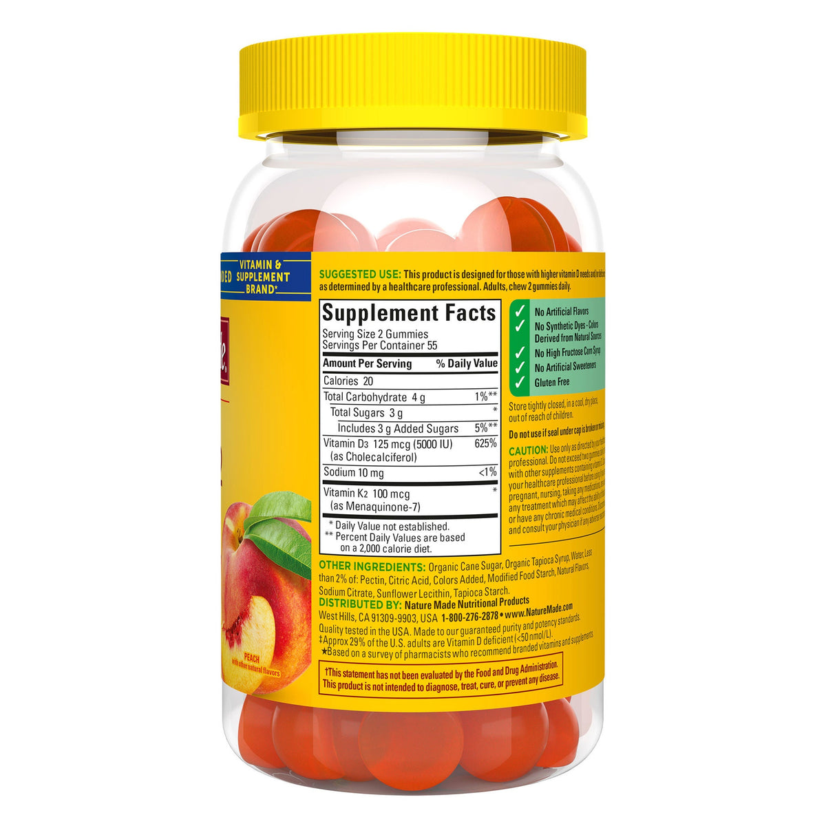 미국직구 네이처메이드 영양제 Nature Made D3 + K2 Gummies, 110 Gummies