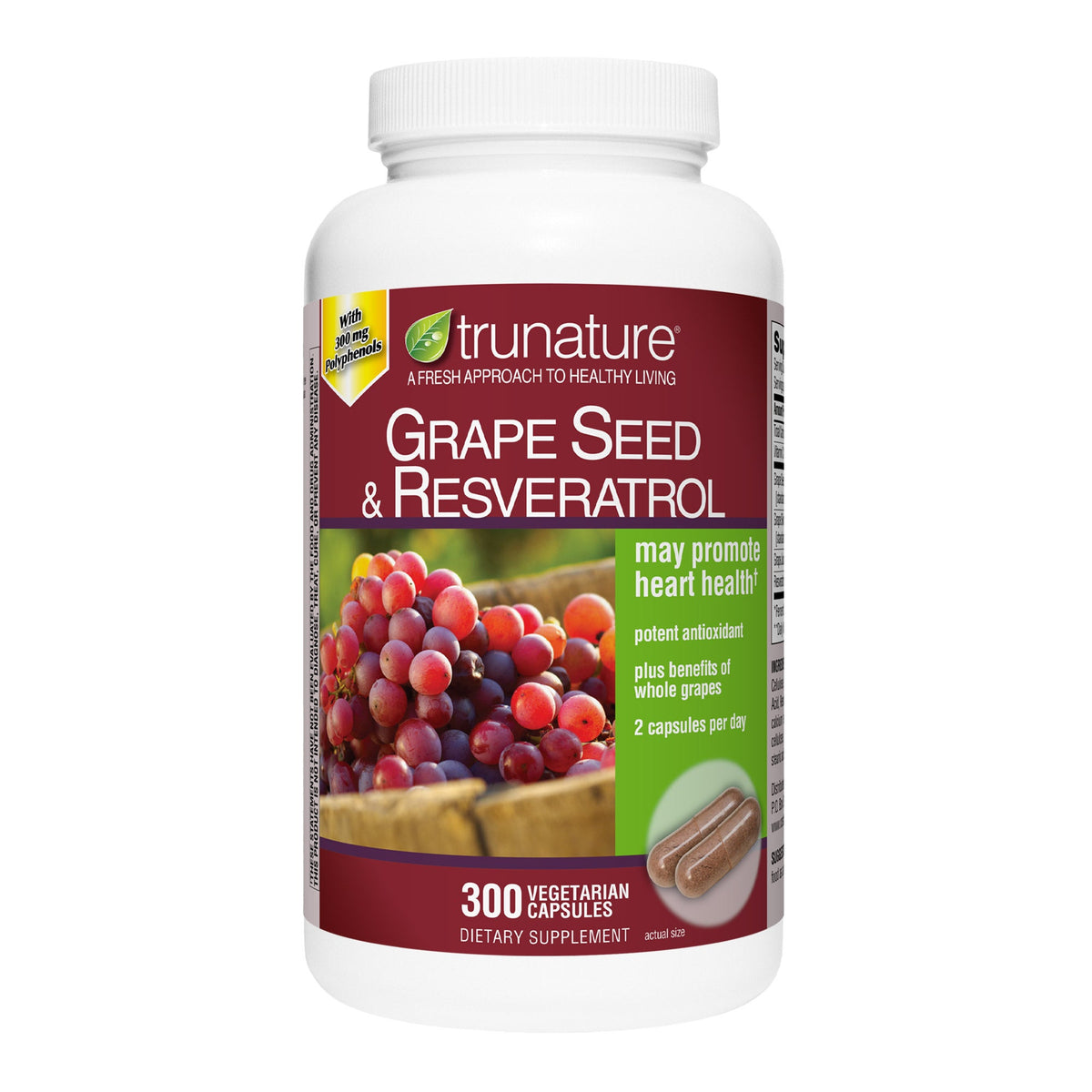 미국직구 트루네이처 영양제 trunature Grape Seed with Resveratrol, 300 Vegetarian Capsules