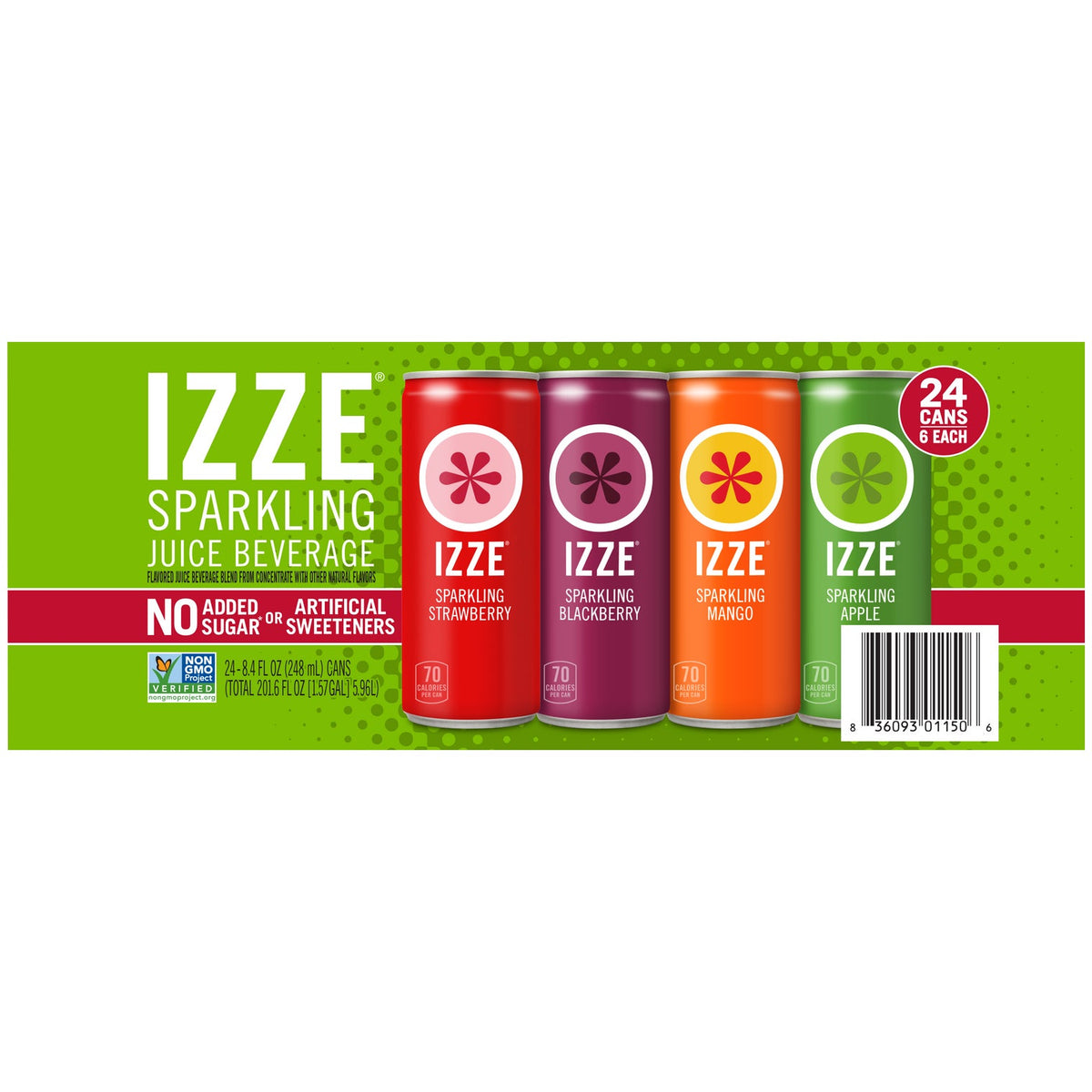 미국직구 IZZE Sparkling Juice Beverage, Variety Pack, 8.4 fl oz, 24 ct