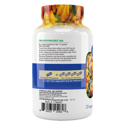 미국직구 영양제 FEELGOOD Berberine Phytosome, 120 Vegan Capsules