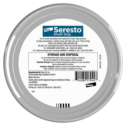 미국직구 강아지 하네스·리드줄 Seresto Flea and Tick Collar for Dogs up to 18 lbs, 8 Month Prevention