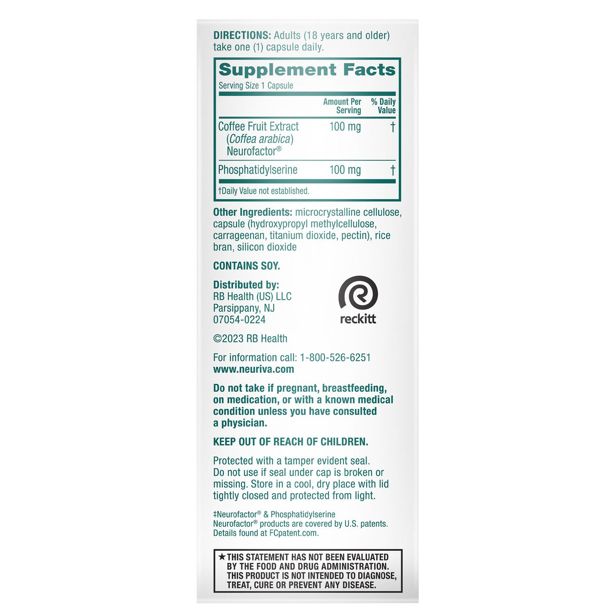 미국직구 뉴리바 영양제 Neuriva Brain Supplement Original, 50 Capsules