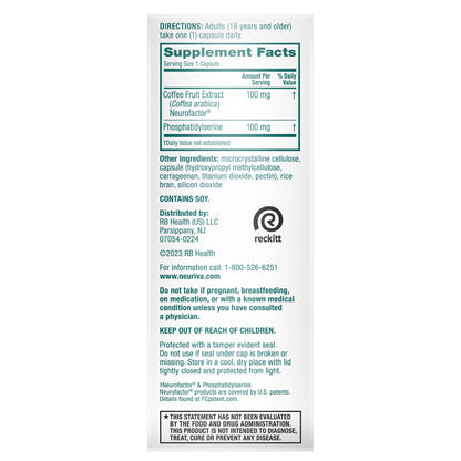 미국직구 뉴리바 영양제 Neuriva Brain Supplement Original, 50 Capsules