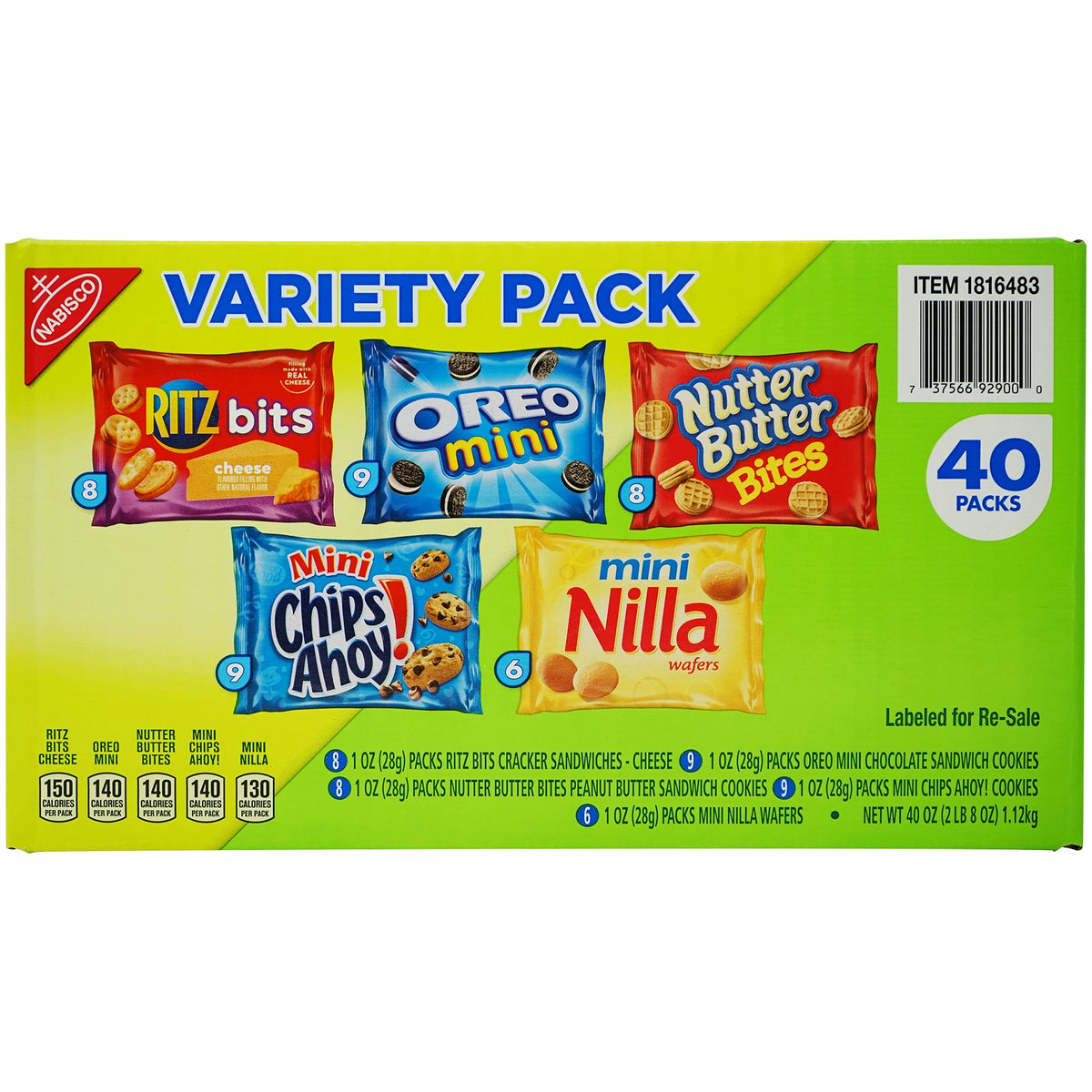 미국직구 Nabisco Cookies & Crackers, Variety Pack, 1 oz, 40 ct