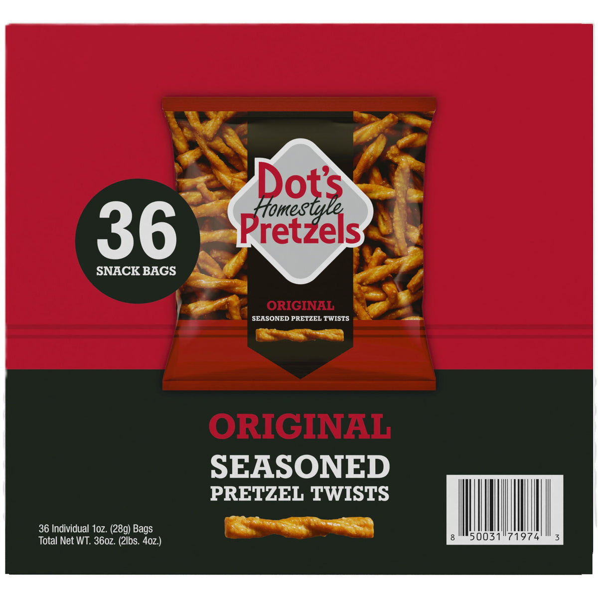 미국직구 Dot's Homestyle Pretzels, Original Seasoned Pretzel Twists, 1 oz, 36 ct