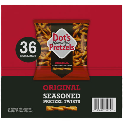 미국직구 Dot's Homestyle Pretzels, Original Seasoned Pretzel Twists, 1 oz, 36 ct