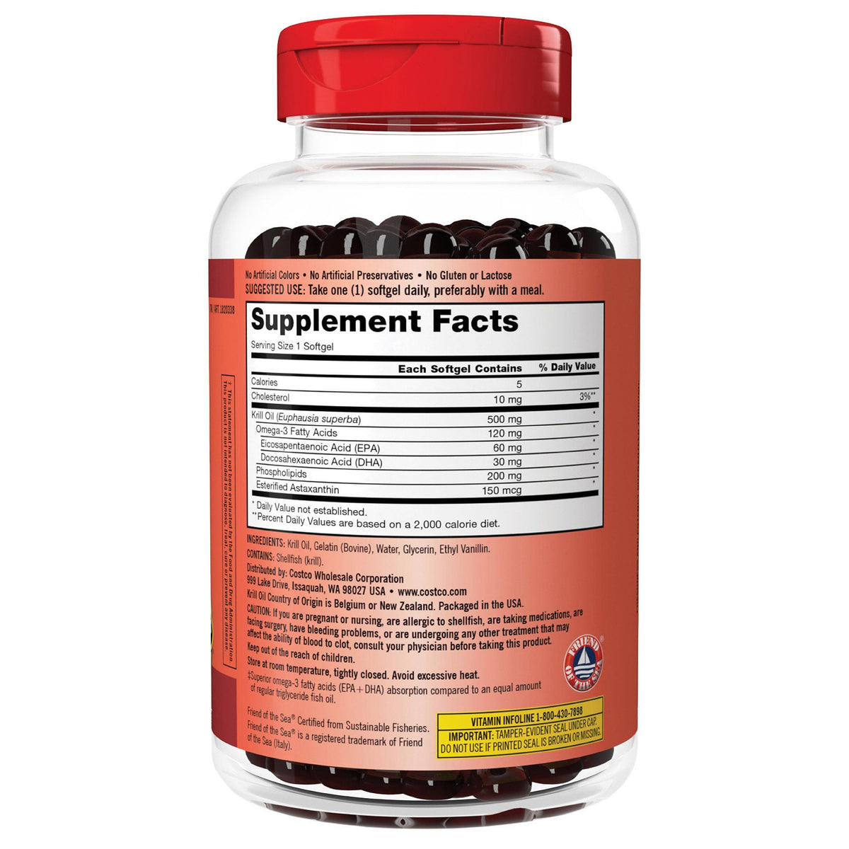 미국직구 커클랜드 오메가3 Kirkland Signature Krill Oil 500mg, 180 Softgels