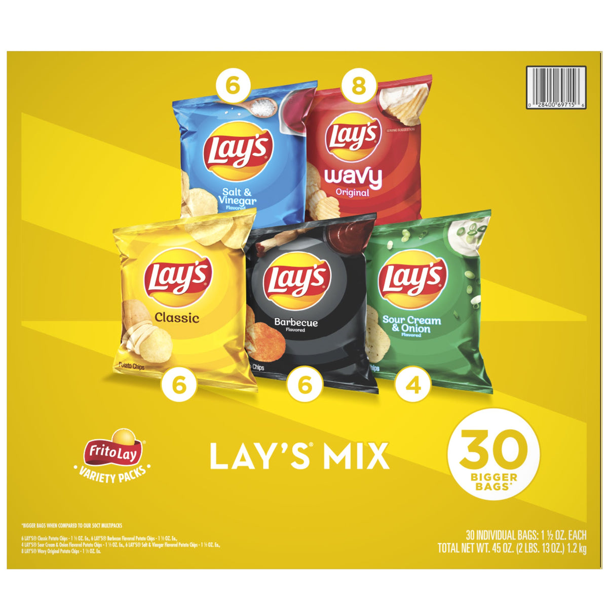 미국직구 레이즈 Frito-Lay  Potato Chips, Variety Pack, 1.5 oz, 30 ct