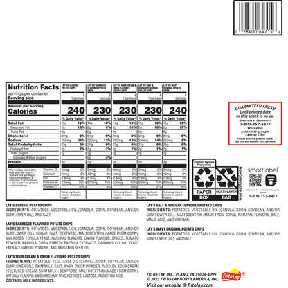 미국직구 레이즈 Frito-Lay  Potato Chips, Variety Pack, 1.5 oz, 30 ct