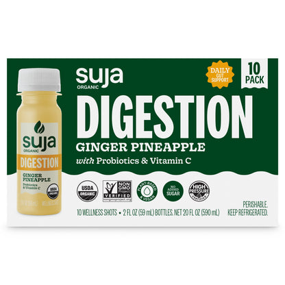 미국직구 Suja Organic Digestion Wellness Shots, Ginger Pineapple, 2 fl oz, 10 ct