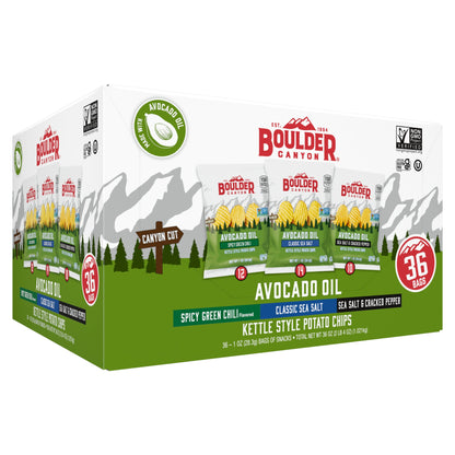 미국직구 Boulder Canyon Avocado Oil Kettle Style Potato Chips, Variety Pack, 1 oz, 36 ct