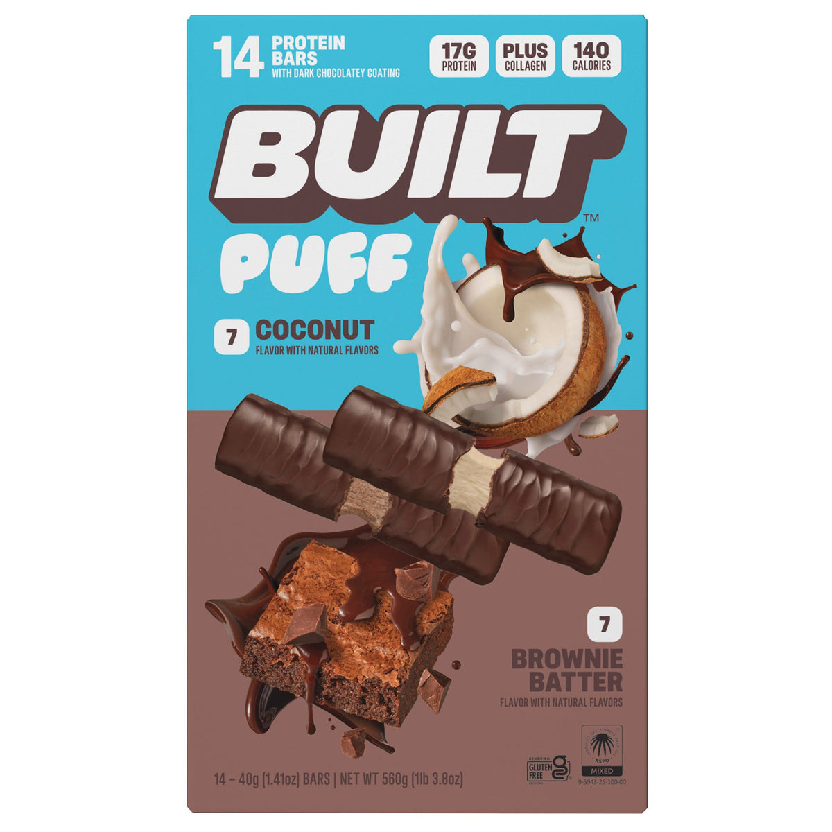 미국직구 BUILT Puff Protein Bars, Variety Pack, 1.41 oz, 14 ct