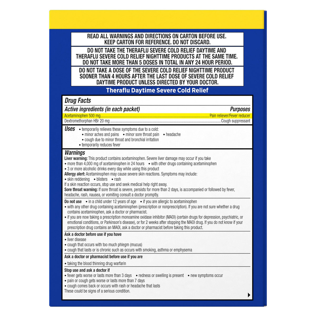 미국직구 테라플루 감기약 Theraflu Severe Cold Relief Medicine Powder, 24 Packets