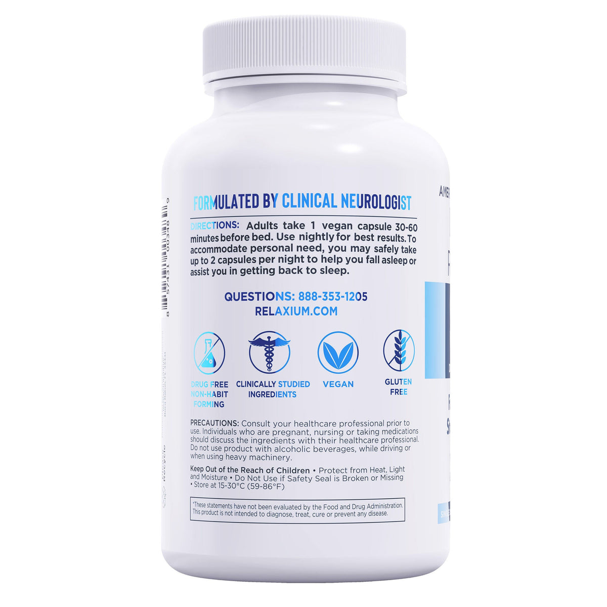 미국직구 릴랙시엄 수면 보조제 Relaxium Sleep, Drug Free Sleep Support, 120 Vegan Capsules