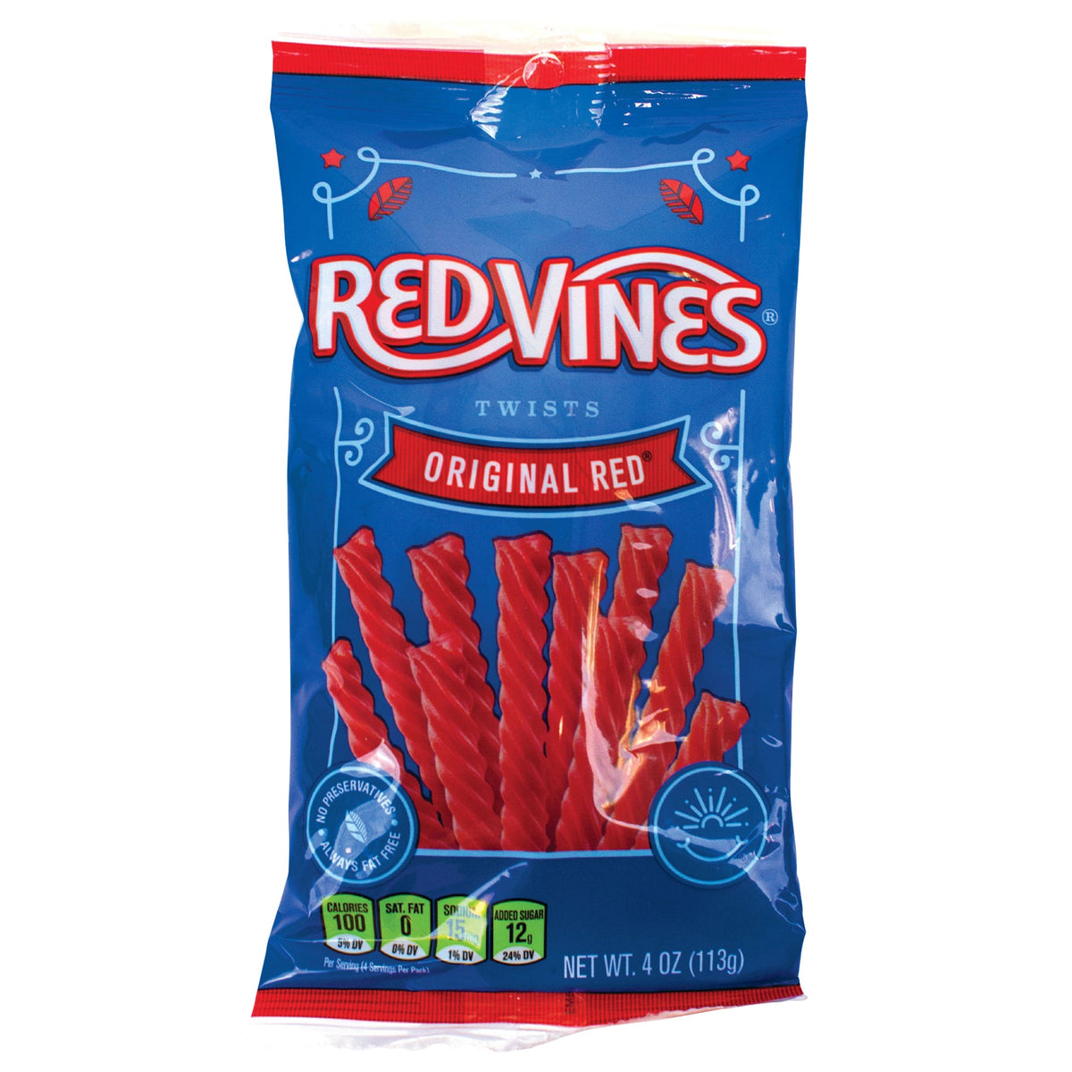 미국직구 Red Vines Twists, Original Red Licorice Candy, 4 oz, 15 ct