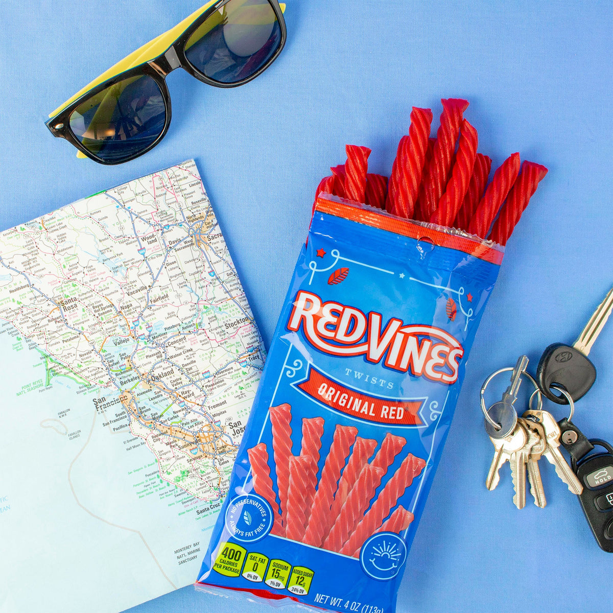 미국직구 Red Vines Twists, Original Red Licorice Candy, 4 oz, 15 ct