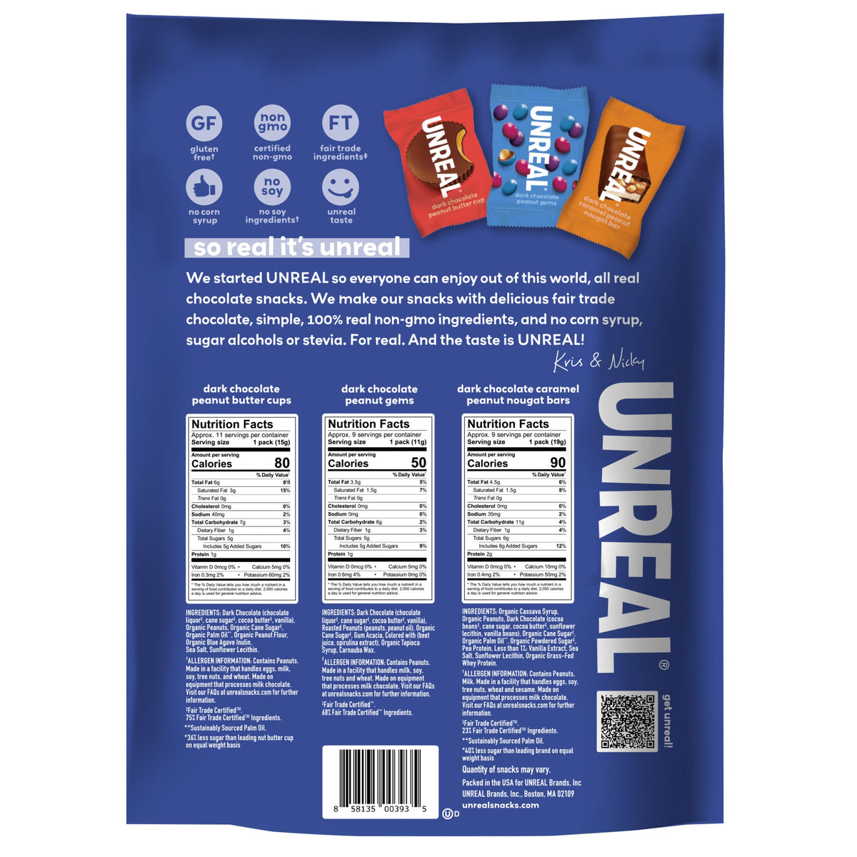 미국직구 UNREAL Dark Chocolate Snacks, Variety Pack, 15.4 oz