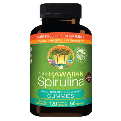 미국직구 비타민D Pure Hawaiian Spirulina Plus Vitamin D3 200 mg,  120 Gummies, Tropical