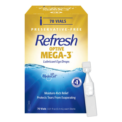 미국직구 리프레시 생활건강 Refresh Optive MEGA-3 Preservative-Free Lubricating Eye Drop, 70 Vials