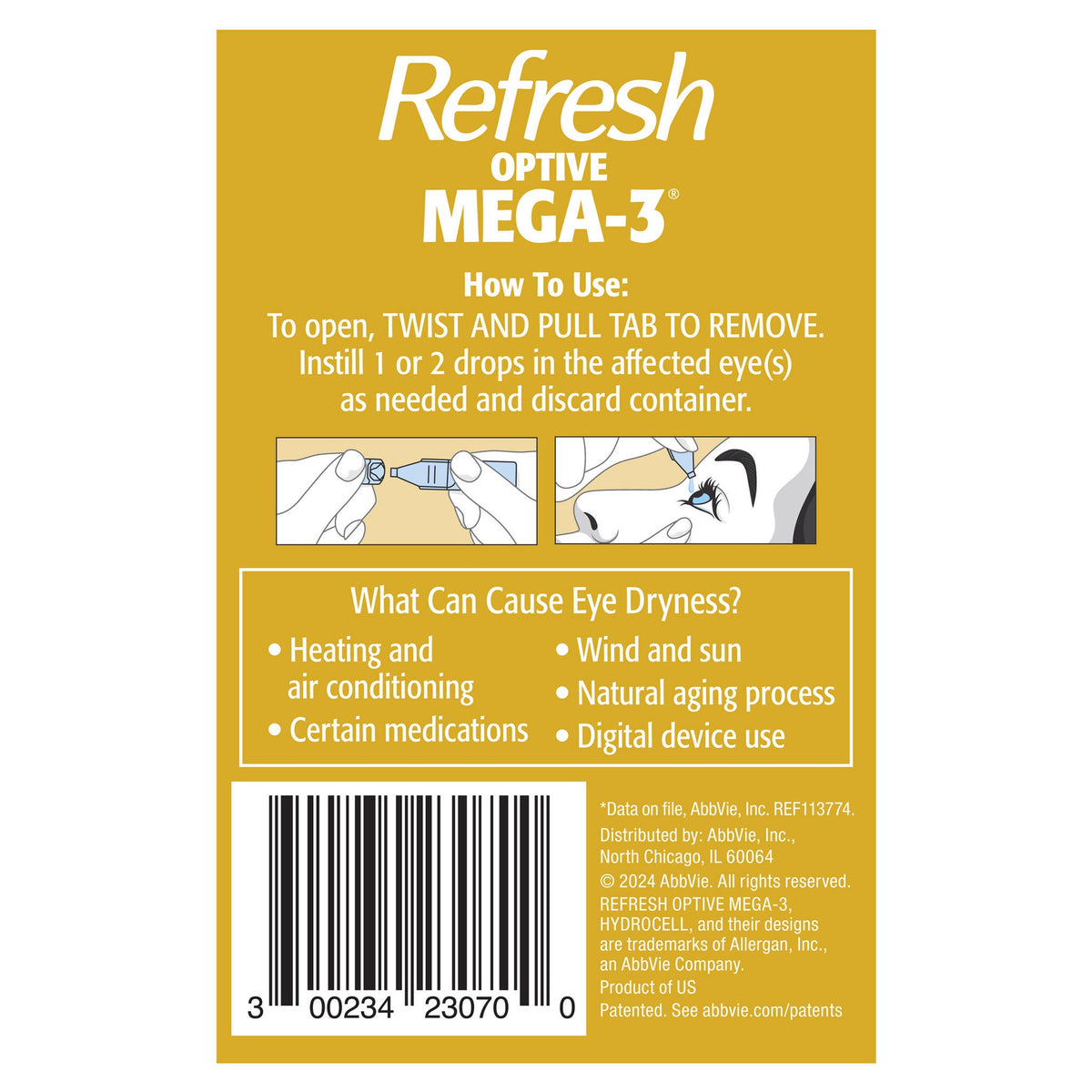 미국직구 리프레시 생활건강 Refresh Optive MEGA-3 Preservative-Free Lubricating Eye Drop, 70 Vials