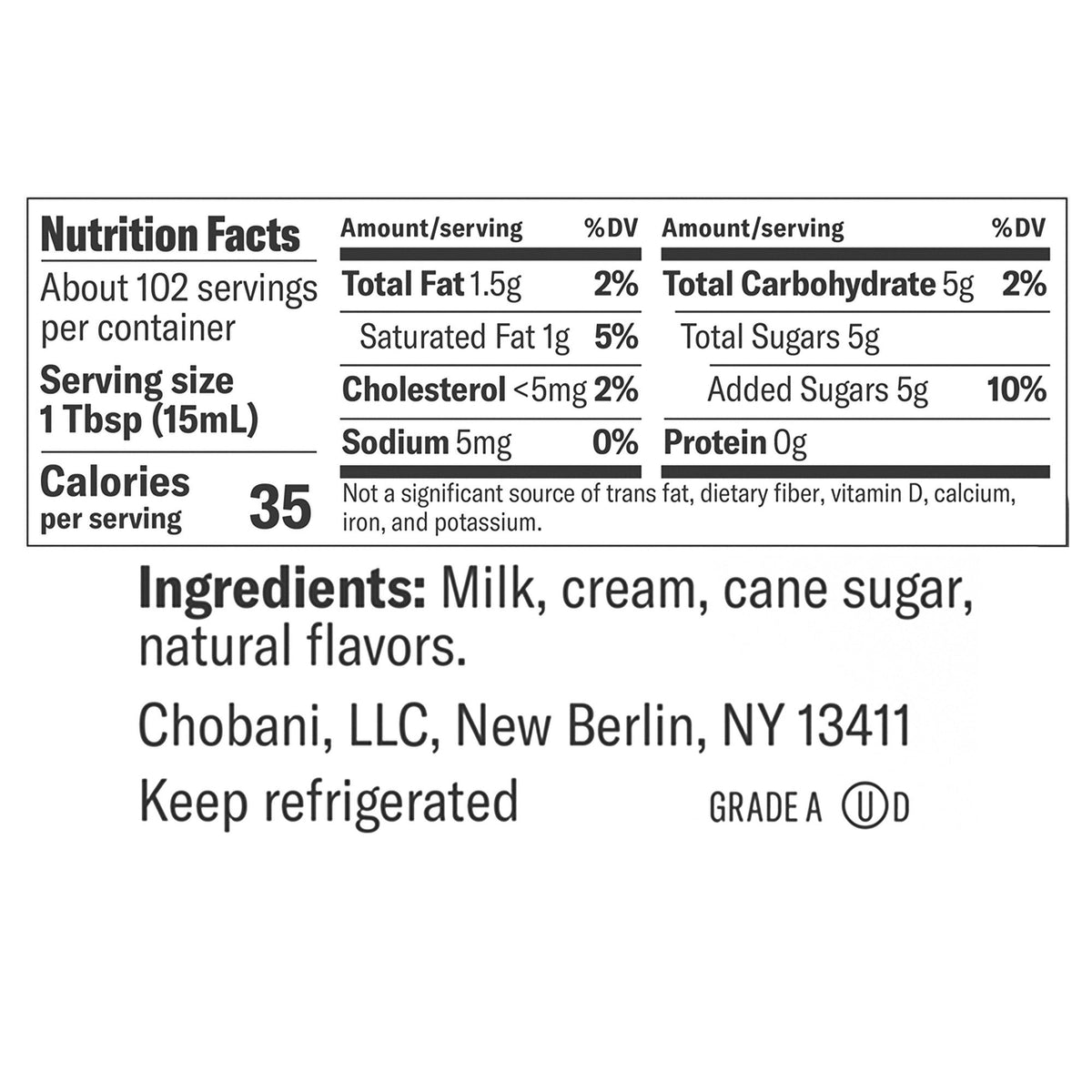 미국직구 Chobani Coffee Creamer, Sweet Cream, 52 fl oz