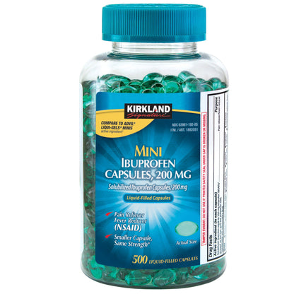 미국직구 커클랜드 생활건강 Kirkland Signature Mini Ibuprofen, 200 mg, 500 Liquid-Filled Capsules