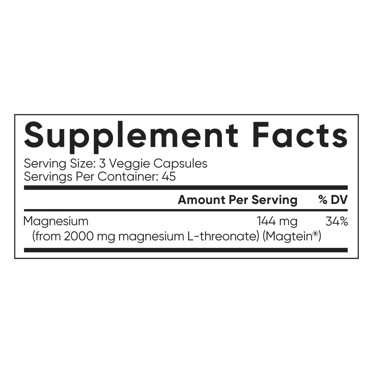 미국직구 마그네슘 Sports Research Magtein Magnesium L-Threonate, 2000 mg, 135 Veggie Capsules