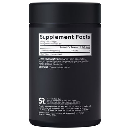 미국직구 영양제 Sports Research L-Theanine Suntheanine 200 mg, 150 Softgels