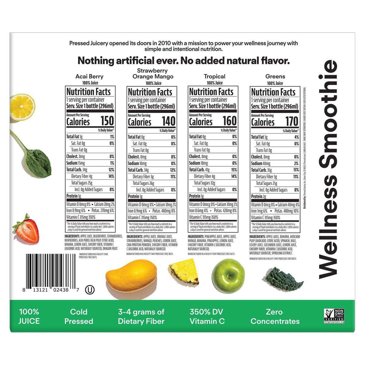 미국직구 Pressed Juicery Wellness Smoothie, Variety Pack, 10 fl oz, 8 ct