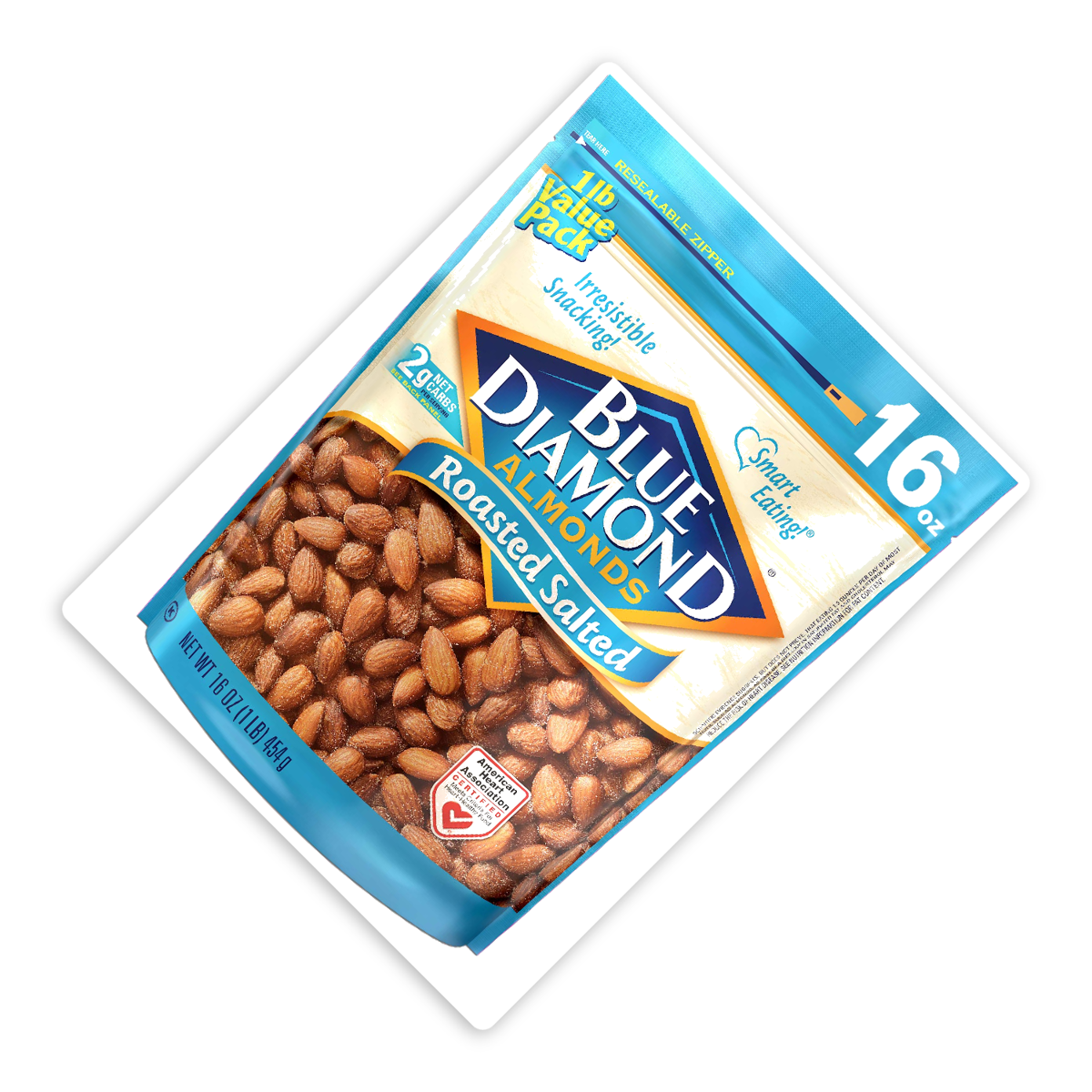 미국직구 Blue Diamond Roasted 견과 454g / Blue Diamond Roasted Salted Almonds, 1 Can, 454g, with 4