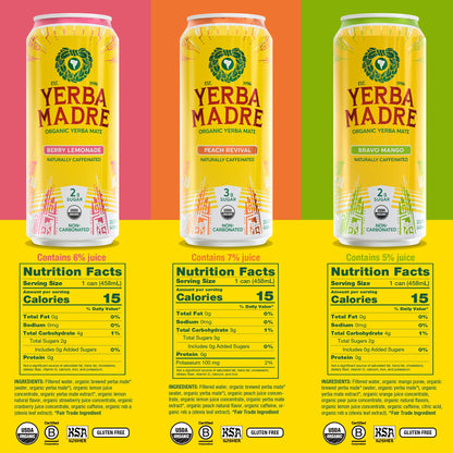 미국직구 Yerba Madre Organic Yerba Mate Herbal Tea, Variety Pack, 15.5 fl oz, 12 ct