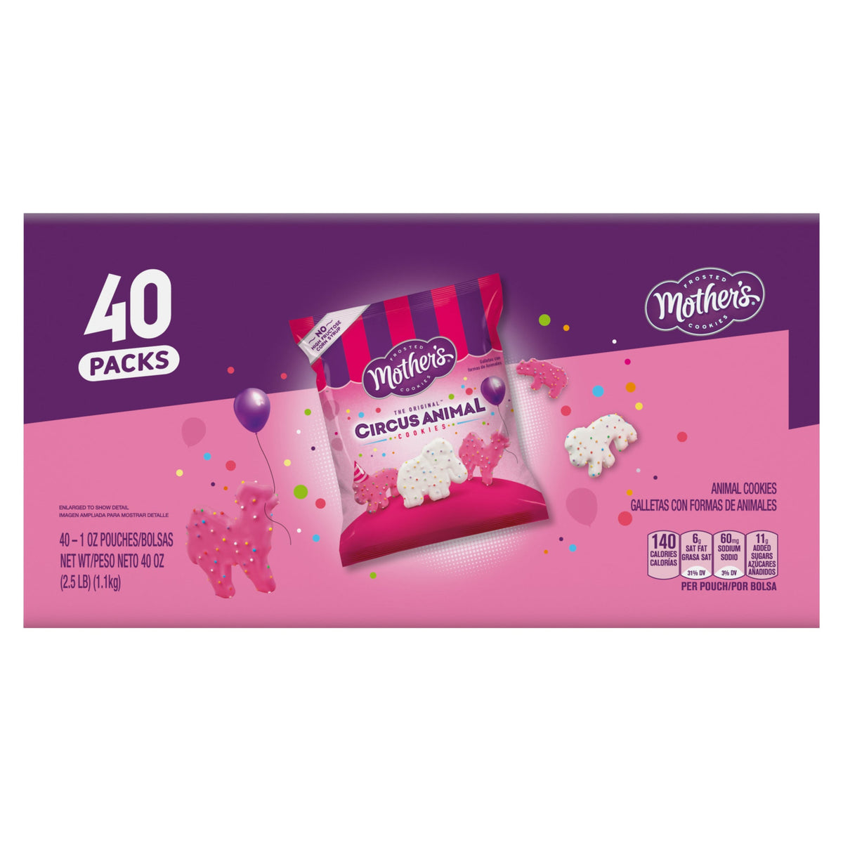 미국직구 Mother's Original Frosted Circus Animal Cookies, 1 oz, 40 ct