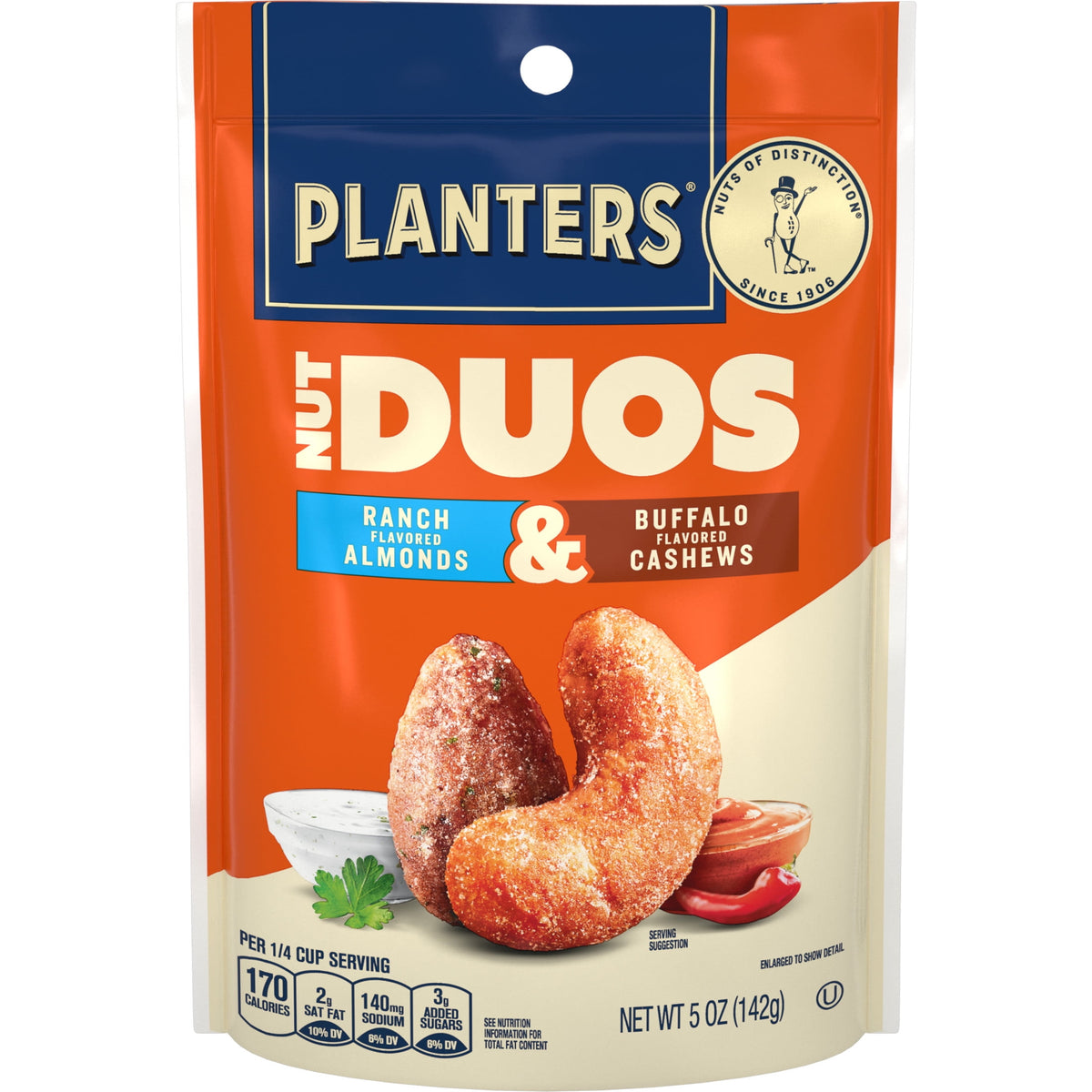 미국직구 플랜터스 (6 pack)  Nut Duos Buffalo Cashew and Ranch Almond, 5 oz Resealable Bag