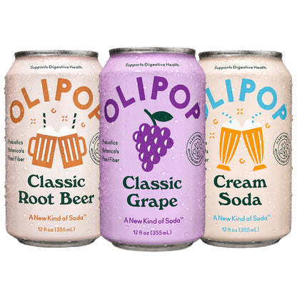 미국직구 OLIPOP Prebiotic Soda, Variety Pack, 12 fl oz, 15 ct
