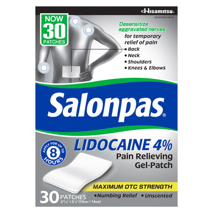 미국직구 살론파스 외용 파스·겔 Salonpas LIDOCAINE 4% Pain Relieving Gel-Patch, 30 Patches