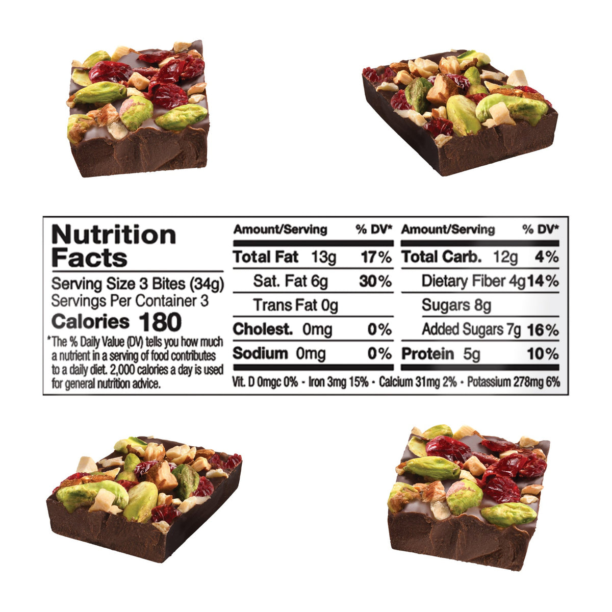 미국직구 JOJO's Dark Chocolate Bites Pistachio Almond Cranberry, 14.4 oz