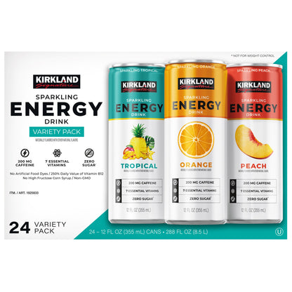 미국직구 Kirkland Signature Sparkling Energy Drink, Sugar Free, Variety Pack, 12 fl oz, 24 ct