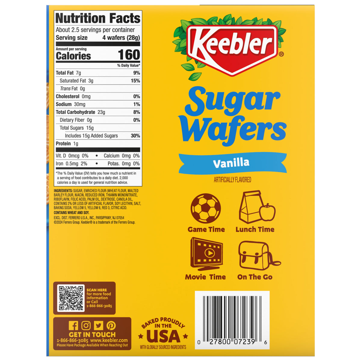 미국직구 닐라 Keebler Sugar Wafers, Va, 2.75 oz, 24 ct