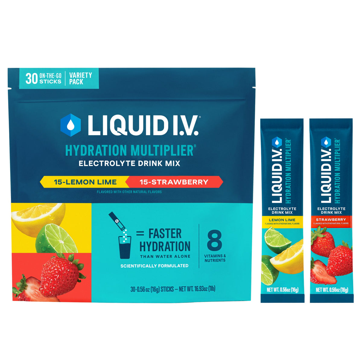 미국직구 Liquid I.V. Hydration Multiplier Electrolyte Drink Mix, Variety Pack, 0.56 oz, 30 ct