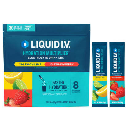 미국직구 Liquid I.V. Hydration Multiplier Electrolyte Drink Mix, Variety Pack, 0.56 oz, 30 ct